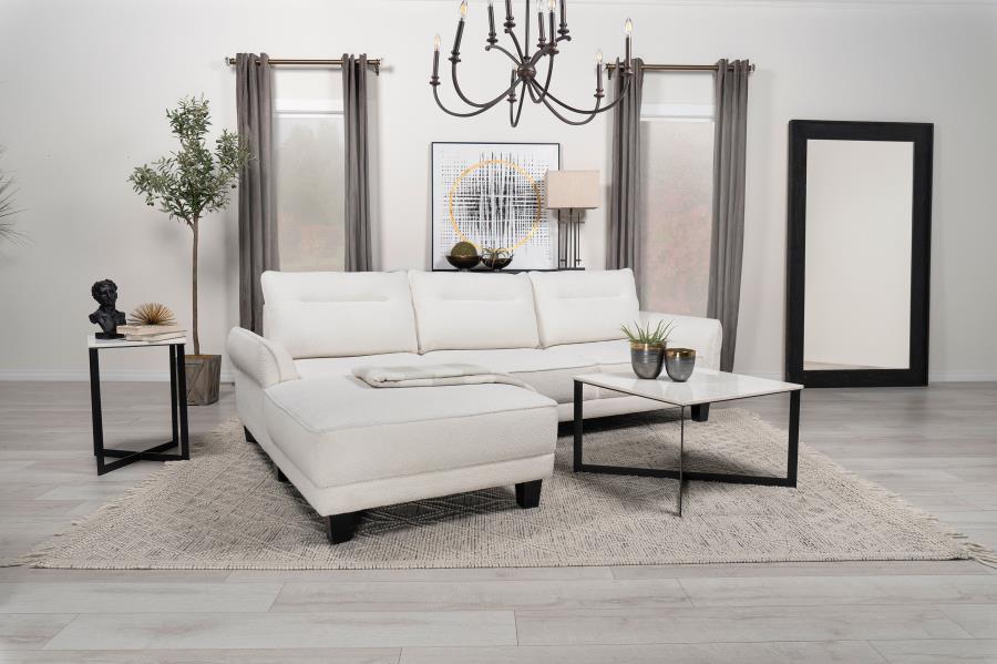 Caspian Upholstered Curved Arms Sectional Sofa White