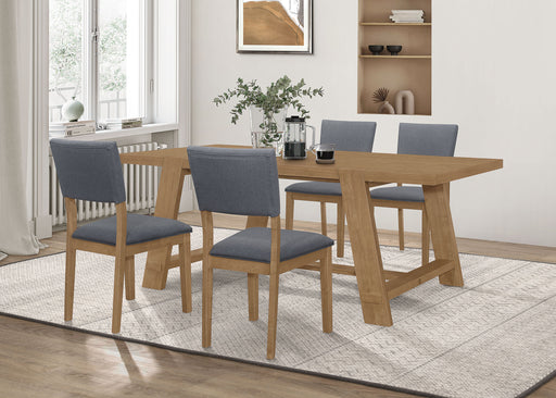 sharon-rectangular-trestle-base-dining-table-set-blue-and-brown