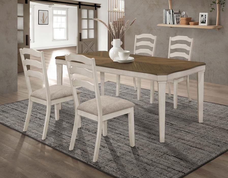 Ronnie 5-piece Starburst Dining Table Set Khaki and Rustic Cream