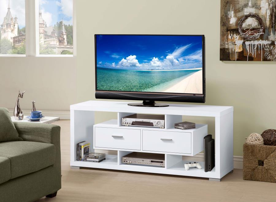 Darien 2-drawer Rectangular 59" TV Console WHITE