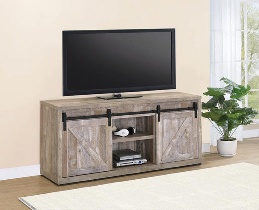 brockton-59-inch-3-shelf-sliding-doors-tv-console-weathered-oak