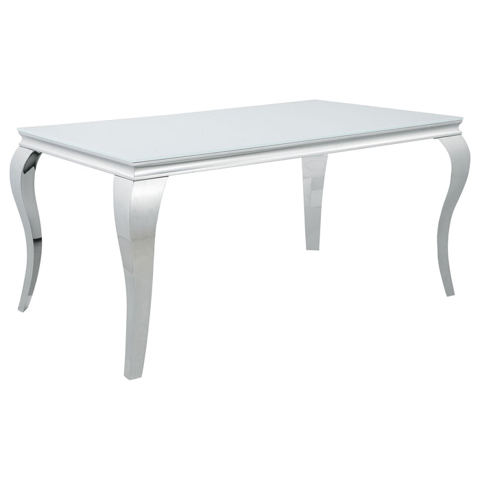 Carone Rectangular Glass Top Dining Table White and Chrome image