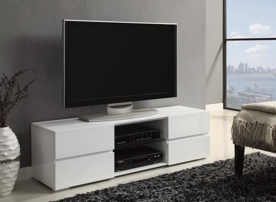 Galvin 4-drawer TV Console GLOSSY WHITE