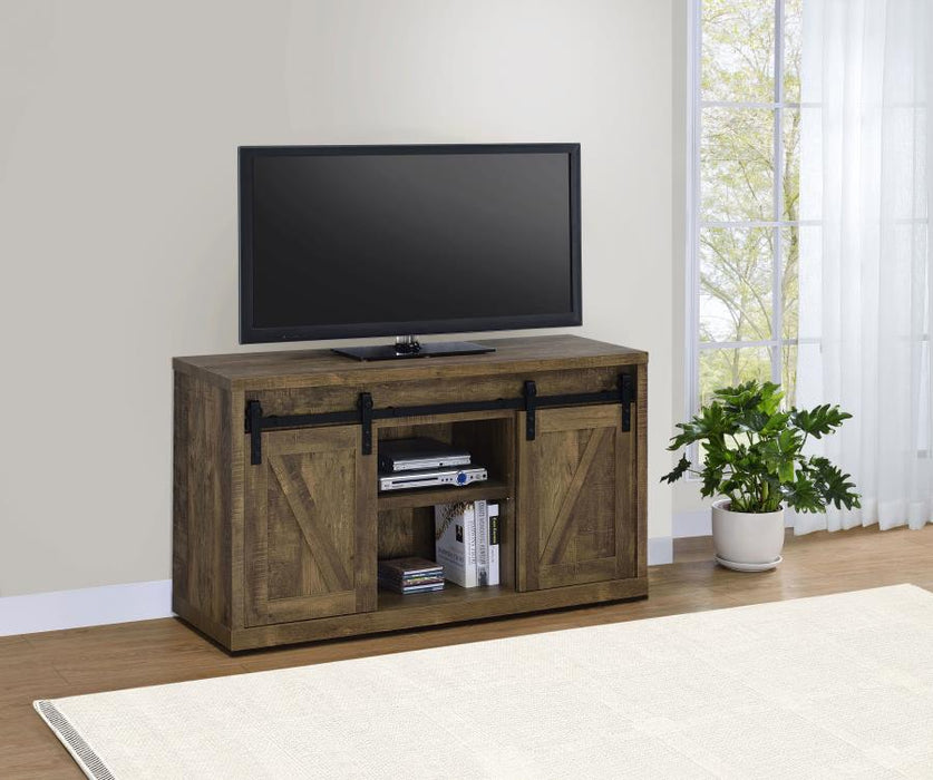 Brockton 47-inch 3-shelf Sliding Doors TV Console RUSTIC OAK