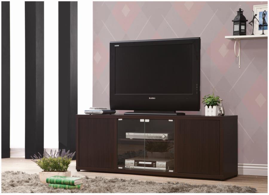 Ames Rectangular 60" TV Console with Magnetic-push Doors CAPPUCCINO ONLY