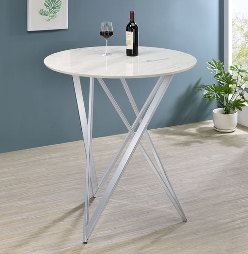 bexter-faux-marble-round-top-bar-table-white-and-chrome