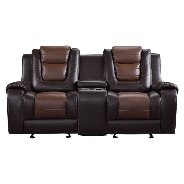 Briscoe Recliner Loveseat BROWN VINYL