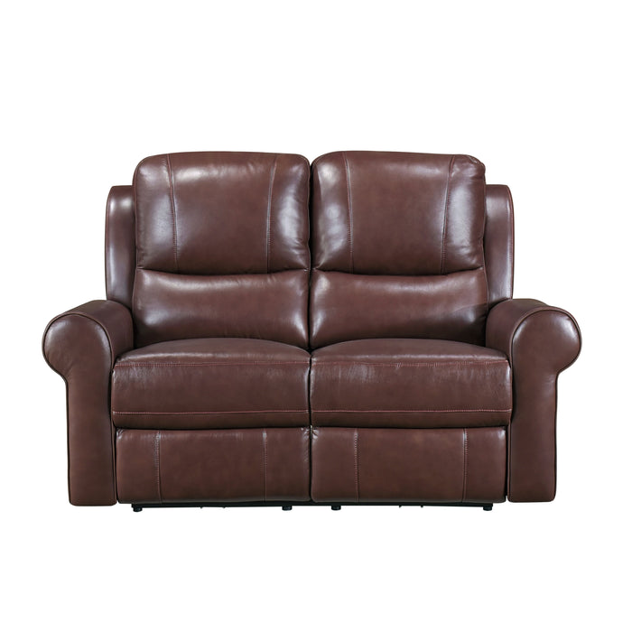 McCall Top Grain Leather Recliner Loveseat BROWN