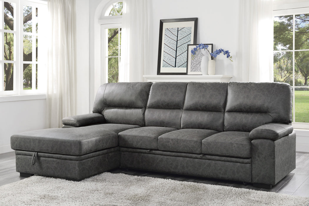 Michigan 2-Pcs Sectional w/ Pull-out Bed & LAF OR RAF Chaise w/ Hidden Storage GREY ONLY