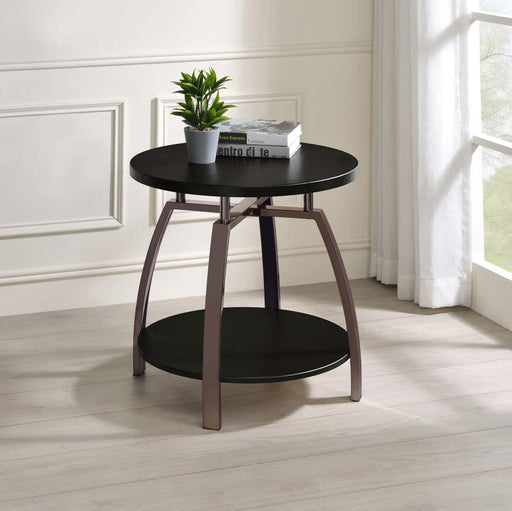 dacre-round-end-table-dark-grey-and-black-nickel