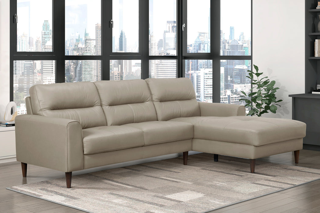 Lewes Top Grain Leather Sectional LATTE