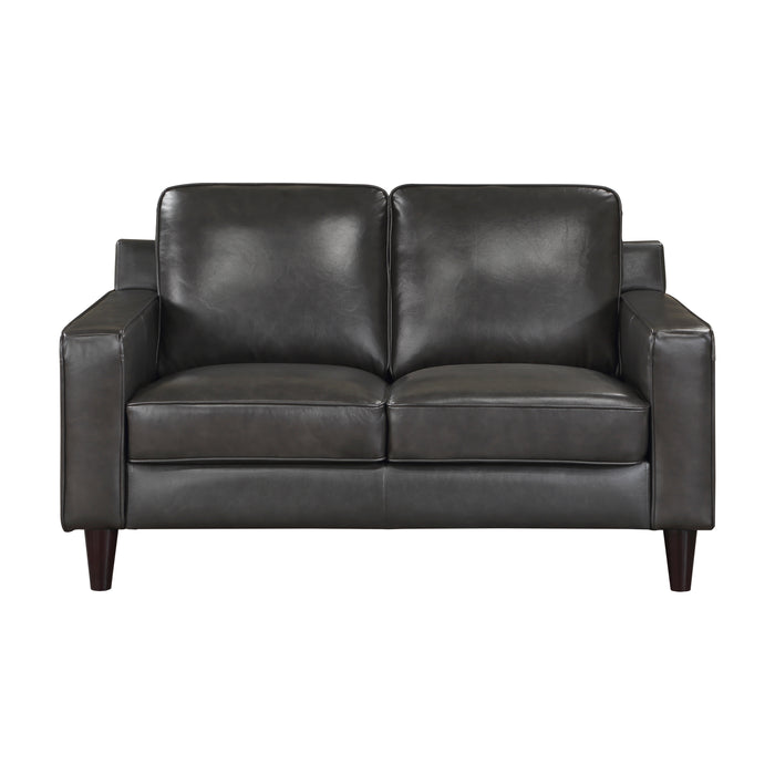 Aldrich Genuine Leather Loveseat DARK GREY