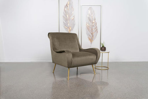 ricci-upholstered-saddle-arms-accent-chair-truffle-and-gold