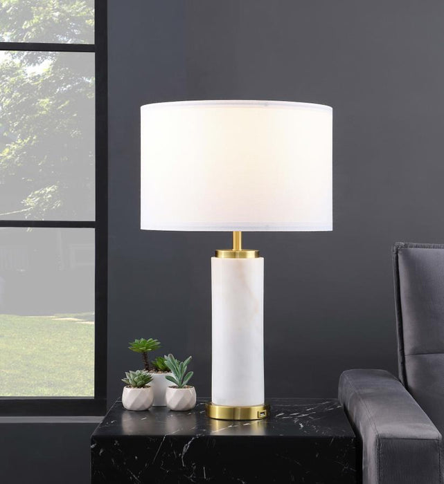 White Faux Marble Gold Table Lamp