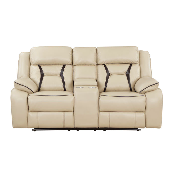 Amite Recliner Loveseat BEIGE VINYL