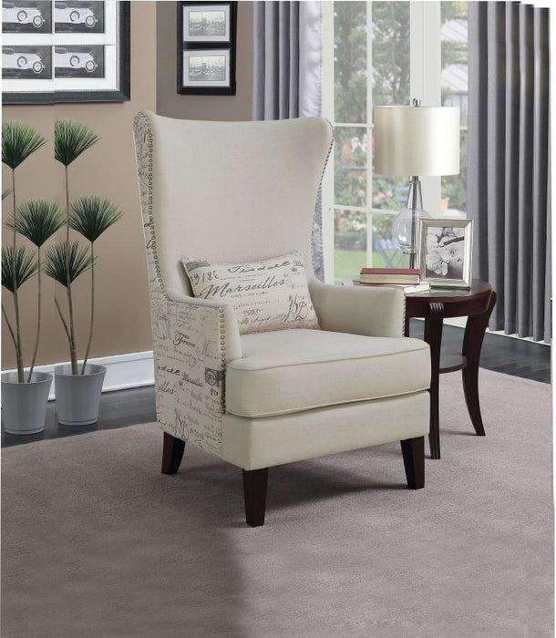 Pippin Curved Arm High Back Accent Chair Cream