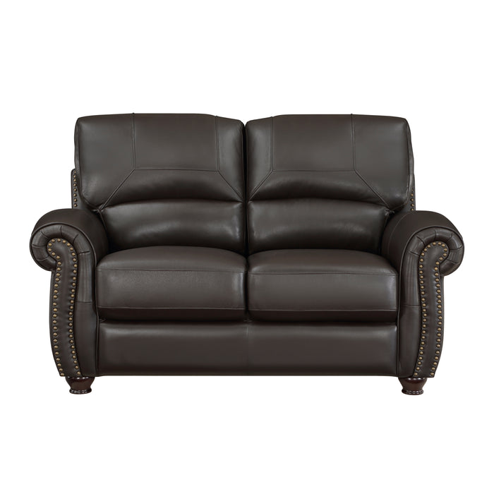 Foxborough Top Grain Leather Loveseat  DARK BROWN