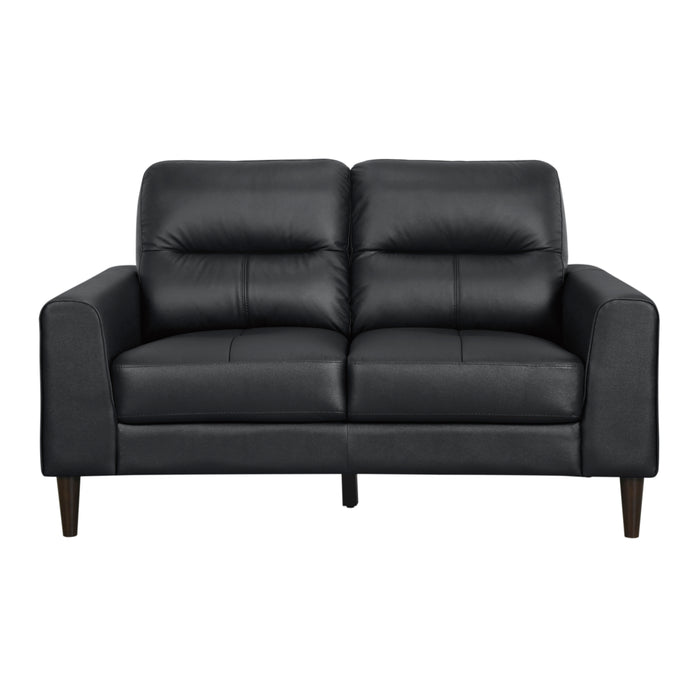 Lewes Top Grain Leather Loveseat BLACK