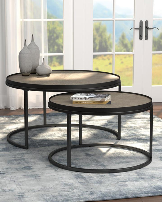 Rodrigo 2-piece Round Nesting Tables Weathered El