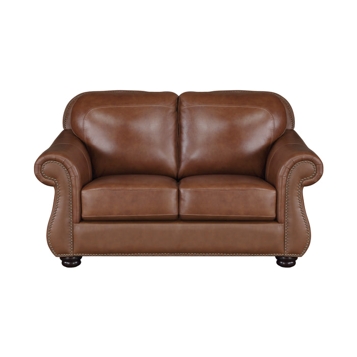 Attleboro Top Grain Leather Loveseat BROWN