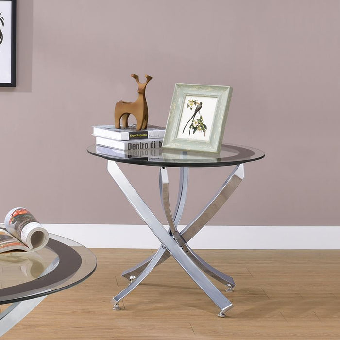 Brooke Glass Top End Table Chrome and Black