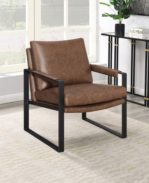 rosalind-upholstered-accent-chair-with-removable-cushion-umber-brown-and-gunmetal