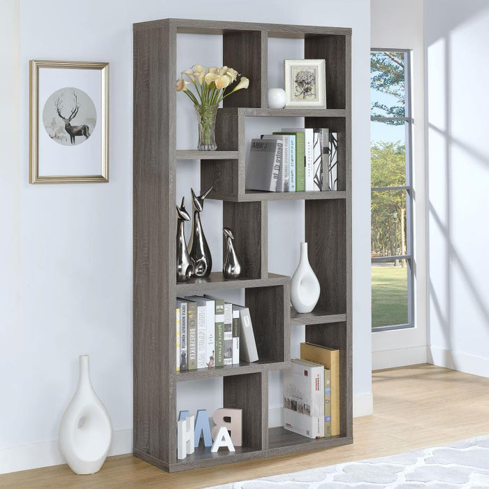 Theo 10-shelf Bookcase Weathered Grey