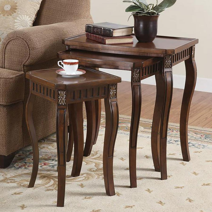 Daphne 3-piece Curved Leg Nesting Tables Warm Brown