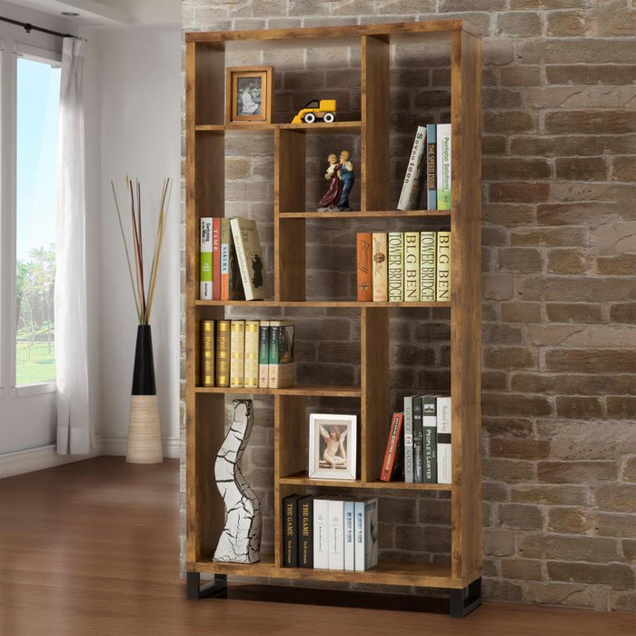 Delwin 10-shelf Bookcase Antique Nutmeg