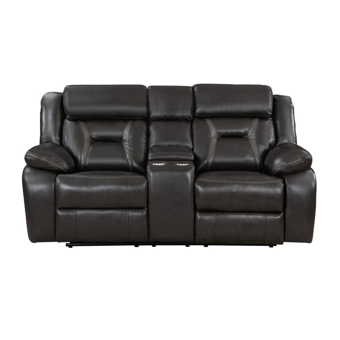 Amite Recliner Loveseat DARK GREY VINYL