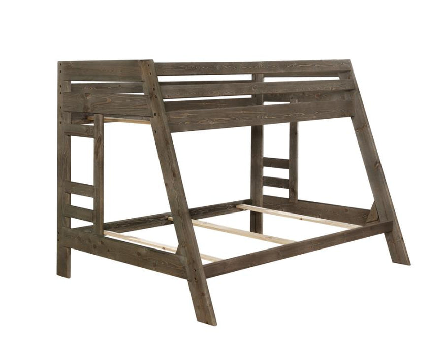 Wrangle Hill Twin Over Full Bunk Bed Gun Smoke SOLID WOOD