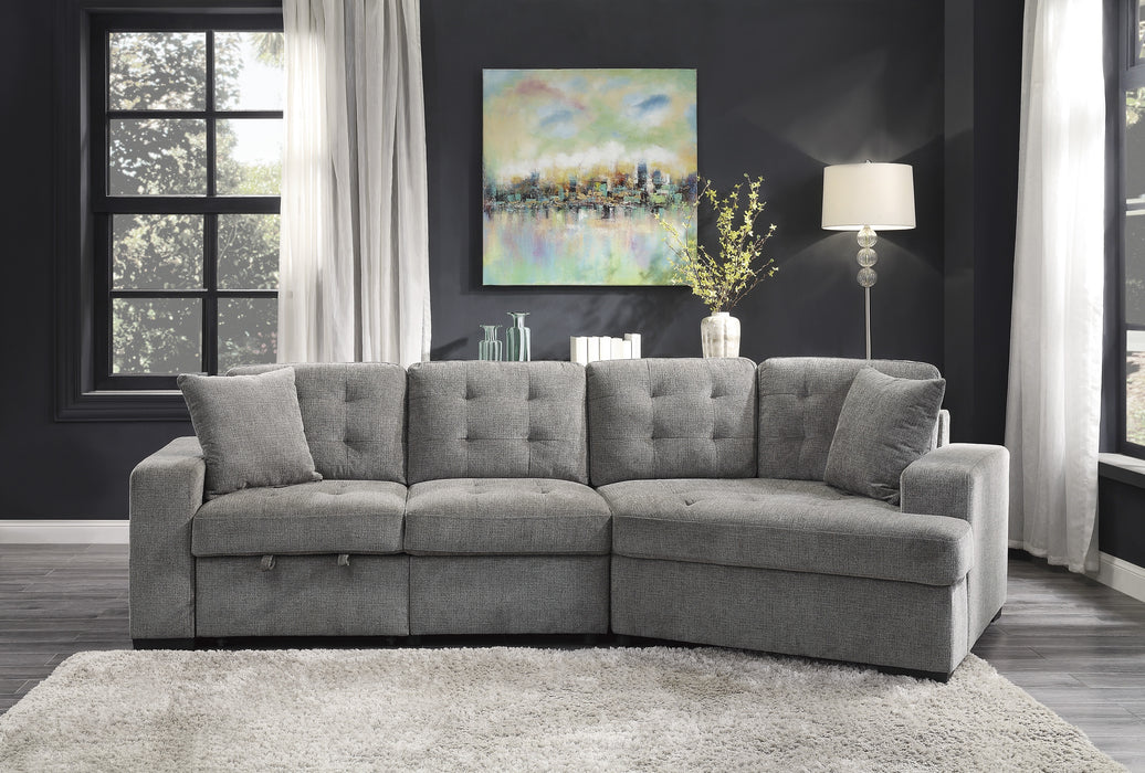 Logansport 2-Piece Sectional with Pull-out Ottoman GREY