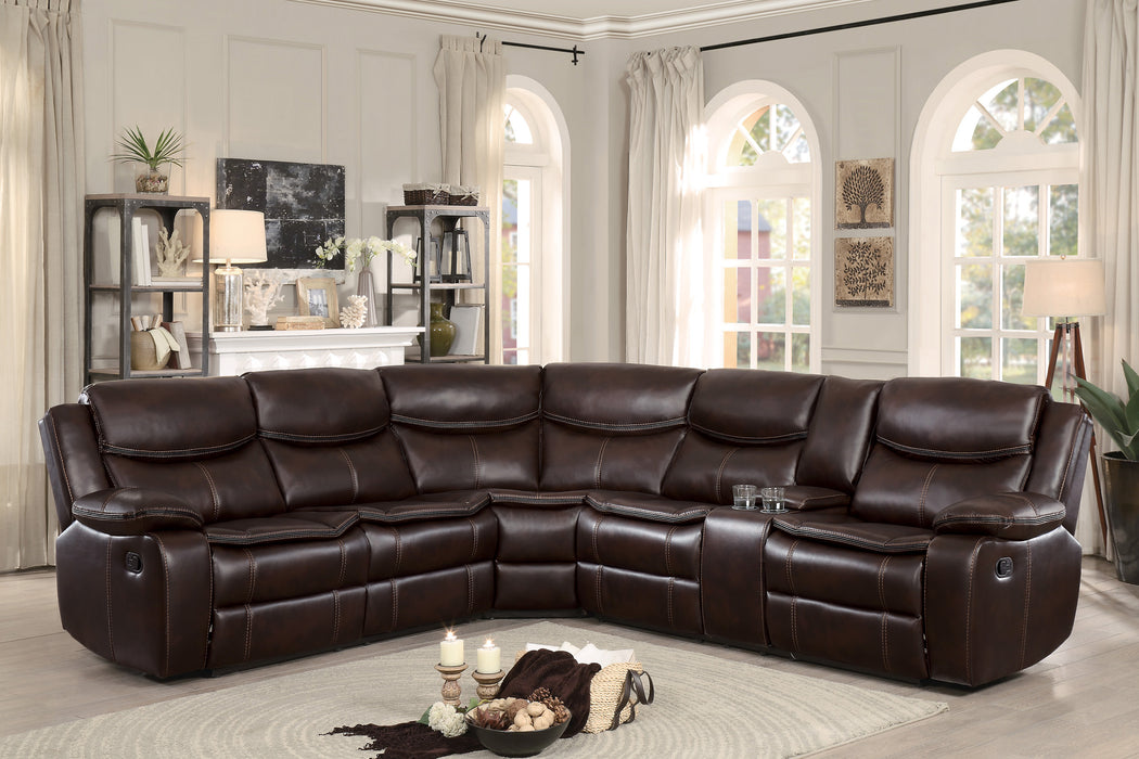 Bastrop 3-Piece Sectional with Right Console BROWN VINYL