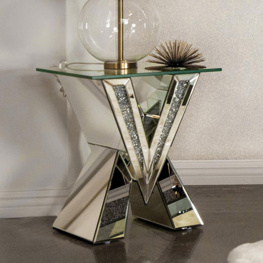 taffeta-v-shaped-end-table-with-glass-top-silver