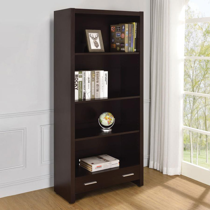 Skylar 5-shelf Bookcase with Storage Drawer Cappuccino