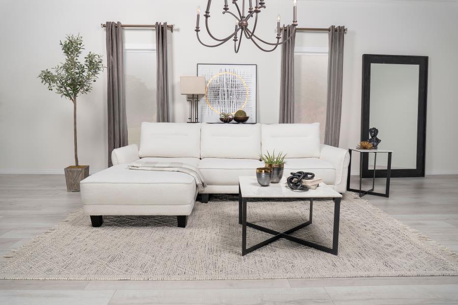 Caspian Upholstered Curved Arms Sectional Sofa White