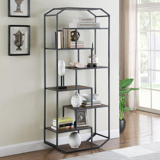 leland-6-shelf-bookcase-rustic-brown-and-dark-grey