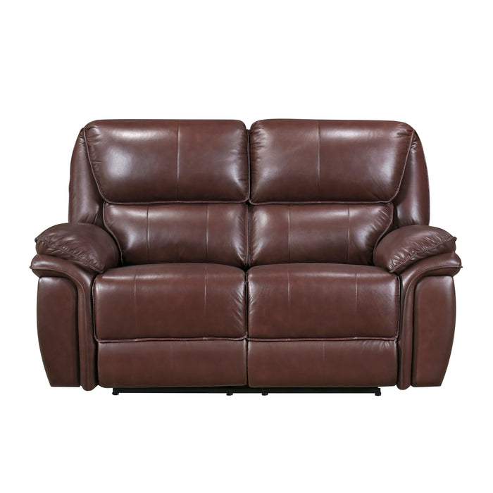 Lyman Top Grain Leather Recliner Loveseat BROWN