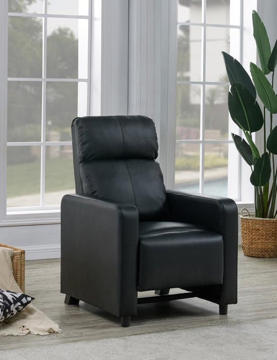 Toohey Home Theater Push Back Vinyl Recliner Black