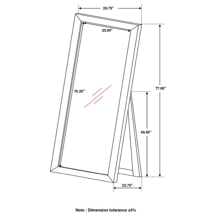 Phoenix Rectangular Standing Floor Mirror Black