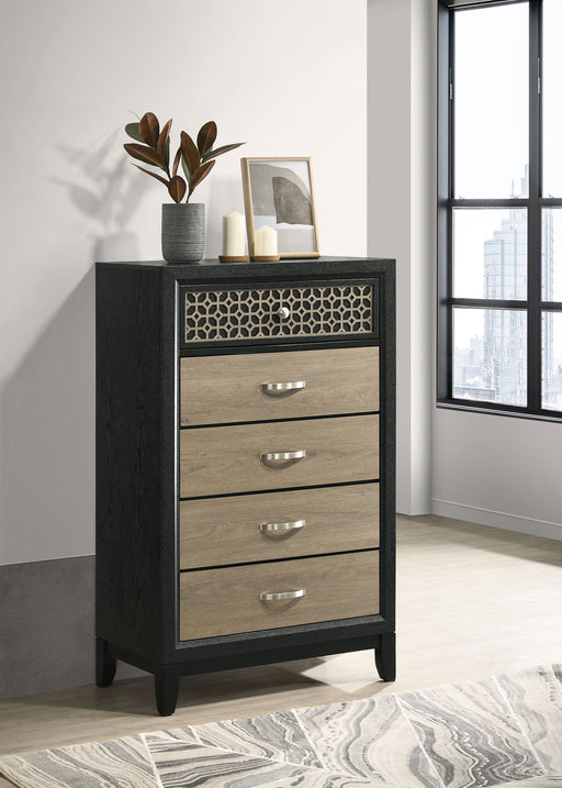 valencia-5-drawer-chest-light-brown-and-black