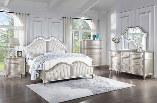 evangeline-upholstered-platform-bedroom-set-ivory-and-silver-oak