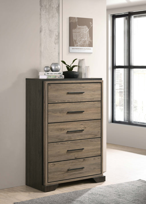 baker-5-drawer-chest-brown-and-light-taupe