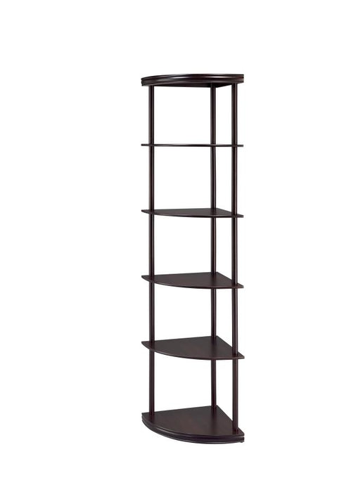 Bonwick 5-shelf Corner Bookshelf Cappuccino