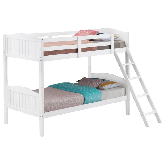 Arlo Twin/Twin Bunk Bed with Ladder White