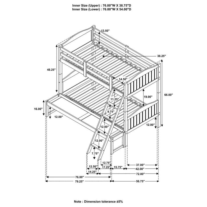 Arlo Twin Over Full Bunk Bed with Ladder Espresso