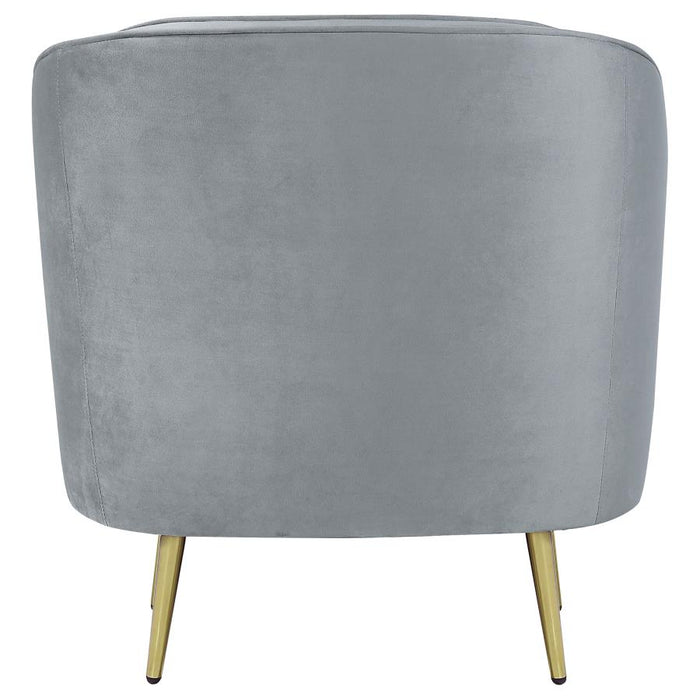 Sophia Upholstered Sofa with Camel Back Grey and Gold