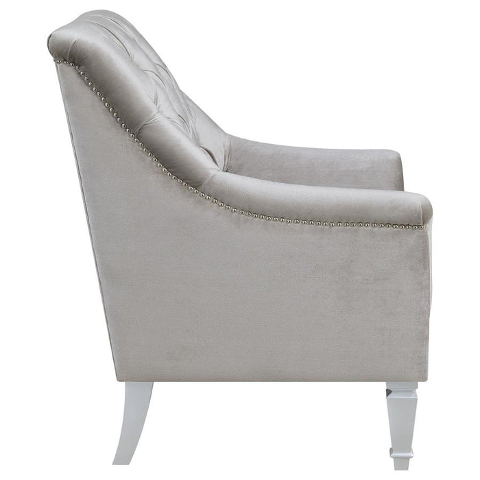 Avonlea Sloped Arm Tufted Chair Grey VELVET