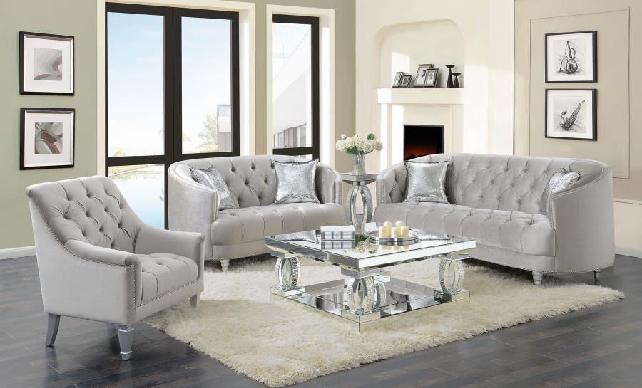 Avonlea Sloped Arm Tufted Chair Grey VELVET