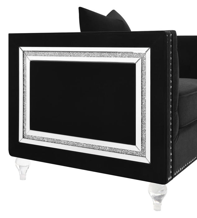 Delilah Upholstered Tufted Tuxedo Arm Chair Black